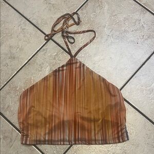 M A G I A  Striped Halter Crop Top M